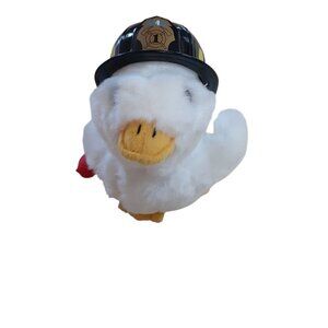 Aflac Firefighter Talking Duck Plush Toy 6" Sound Stuffed Animal Collectible